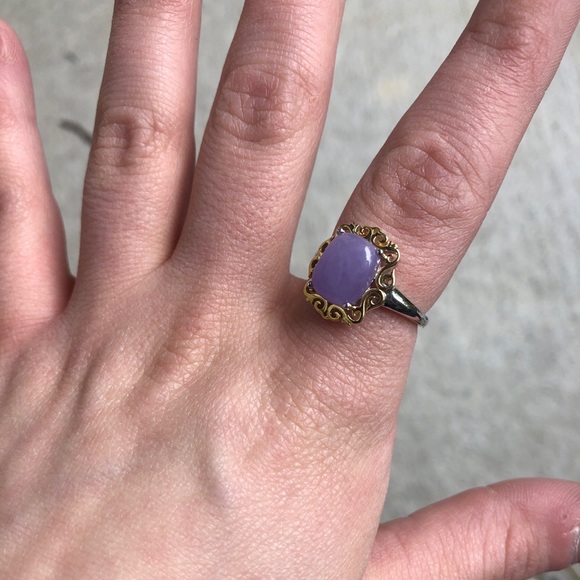 Genuine Chalcedony 925 Sterling Plated Gold SIZE 7 - Picture 3 of 8